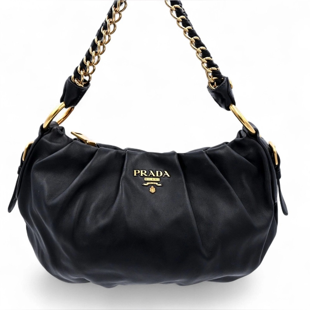 Vintage Prada black leather handbag - PRISTINE Y2K Rare Archive - Picture 2 of 11